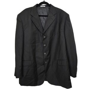 Versini Mens 42R 100% Virgin‎ Wool Blazer Jacket Black 4 Button Classic